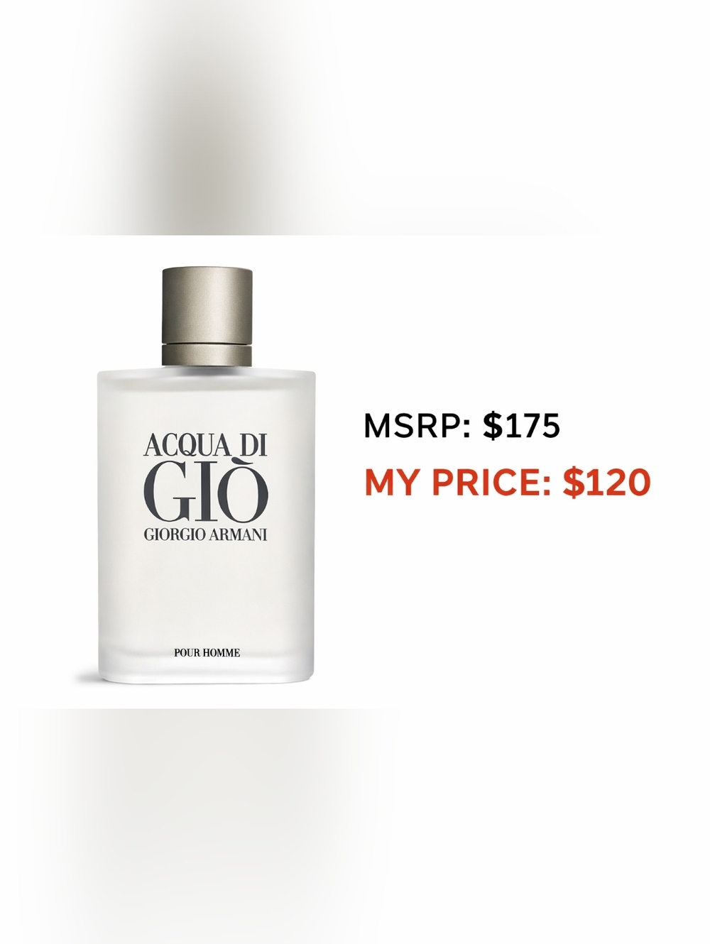 Giorgio Armani Acqua di Giò Frosted White Bottle with Metallic Cap